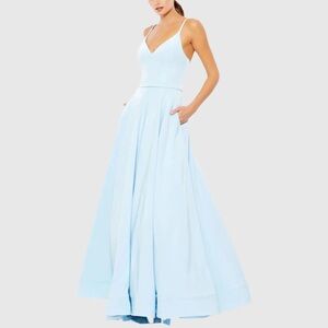 NWT Ieena for Mac Duggal Light Blue Classic A-line V-neck Ball Gown 48855 Size 4